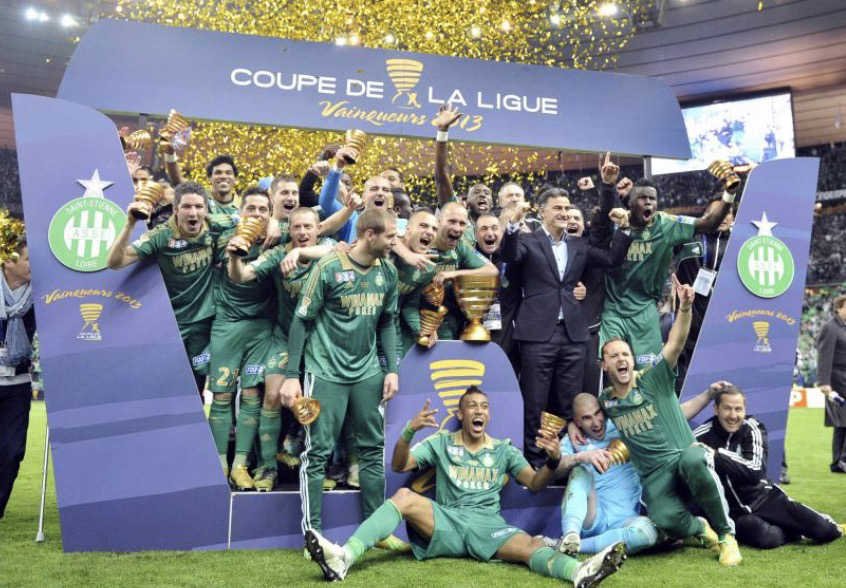 célébration titre football coupe de la ligue 2013 association sportive de saint-étienne