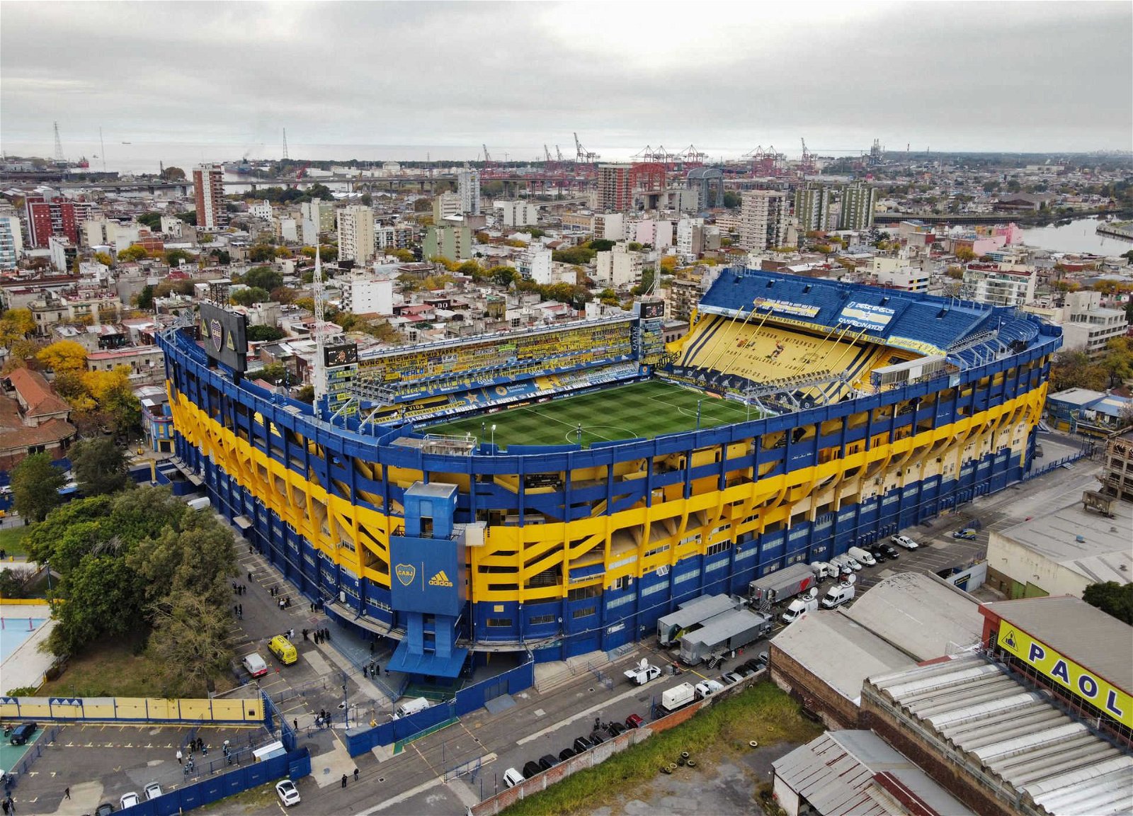 Extérieur du stade la Bombonera à Buenos Aires en Argentine