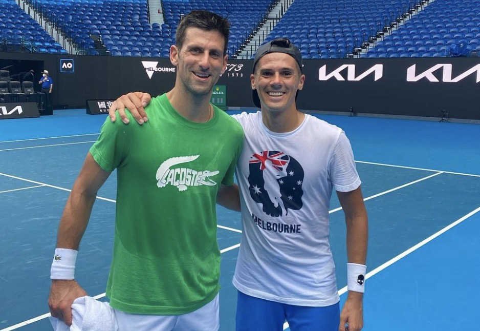 Federico Coria avec Novak Djokovic
