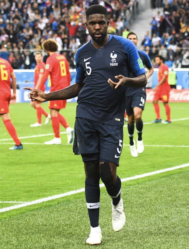 La célébration de Samuel Umtiti contre la Belgique à la Coupe du monde 2018