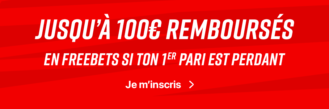 Offre de Bienvenue proposé par le site de paris sportifs Betclic : Jusqu’à 100€ remboursés en Freebets si ton 1er pari est perdant !