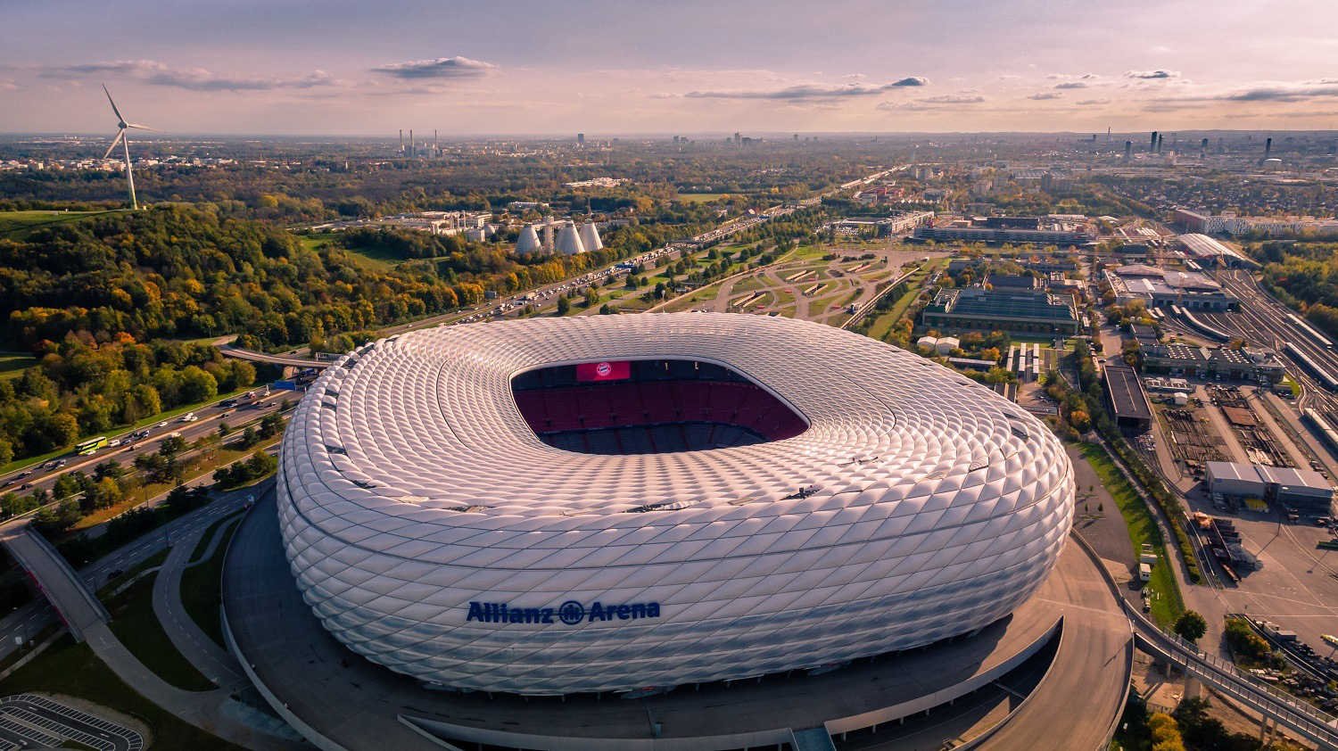 Photo extérieur du stade l’Allianz Arena à Munich en Allemagne