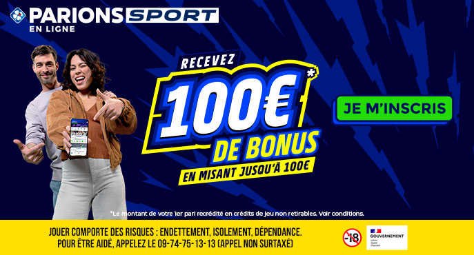 Recevez 100€ de Bonus en misant jusqu’à 100€ sur Parions Sport - Bonus exclusif