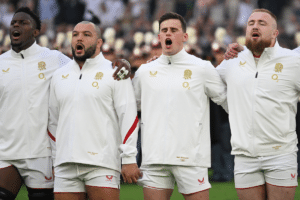 Maro Itoje of England, Ellis Genge of England, Seb Atkinson of England, Joe Heyes of England