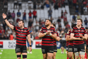 Matthis LEBEL, Joshua BRENNAN, Emmanuel MEAFOU, Thibaud FLAMENT of Stade Toulousain