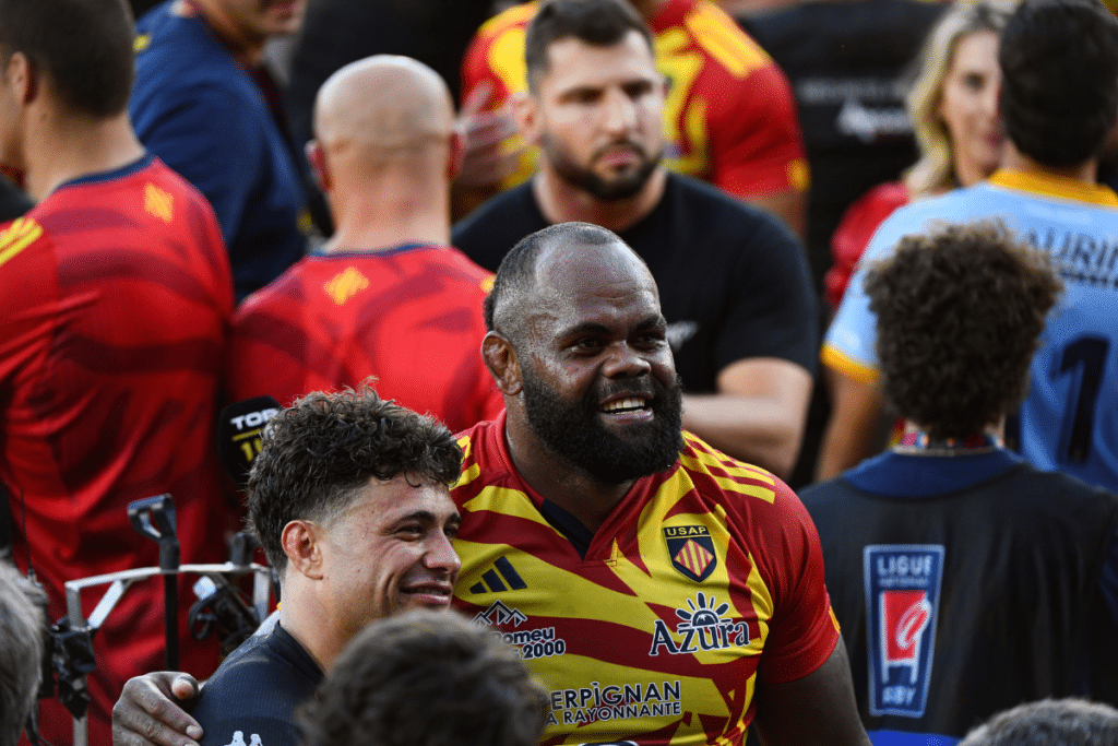 Peceli YATO and Thomas SAUVETERRE of USAP during the Pro D2 Final match