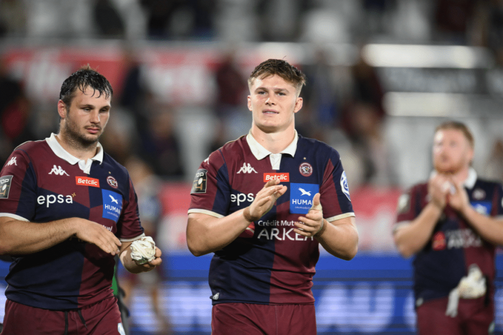 Marko Gazzotti of UBB and Bastien Vergnes of UBB