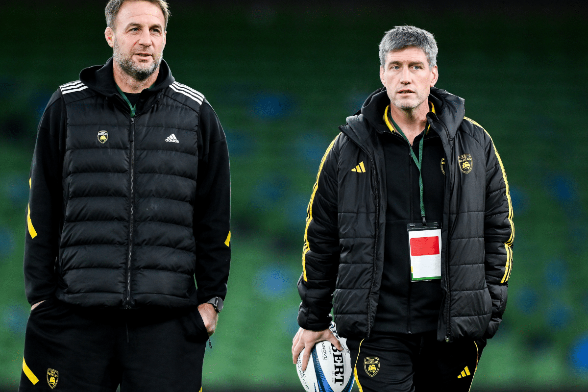 Romain Carmignani, left, and head coach Ronan O'Gara